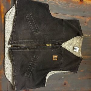 Carhartt Vintage Dark Brown Vest with Sherpa Lining